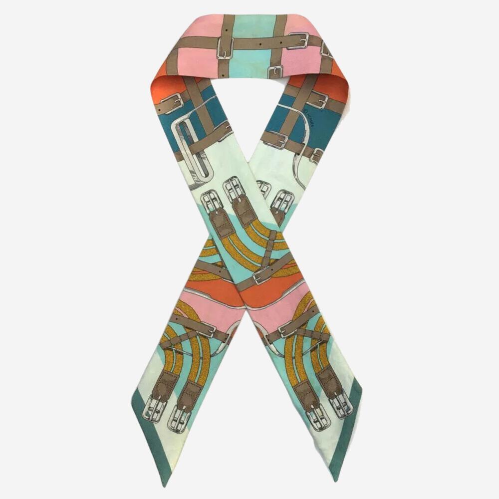 Hermes Grand Manege Twilly Multicolor 100% Silk Scarf